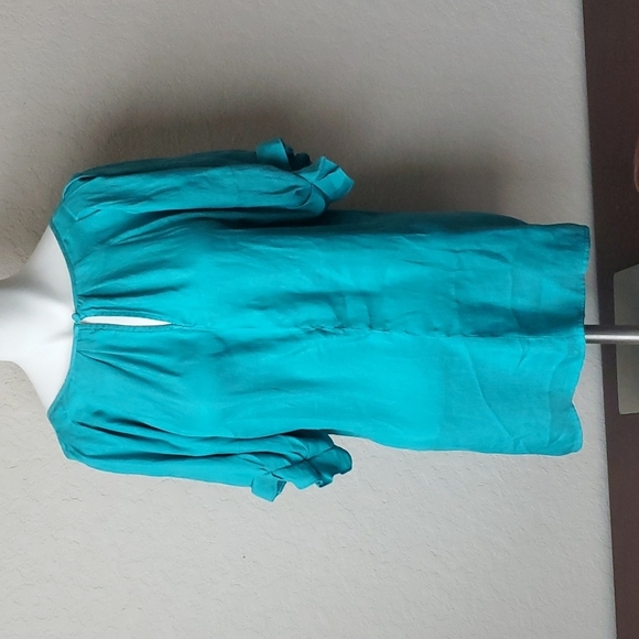 Express sz M teal puff sleeve blouse🌛 - Picture 1 of 9